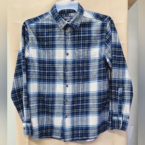 Eddie Bauer Men’s Size L Blue Plaid Flannel Shirt 100% Cotton Long Sleeve Button